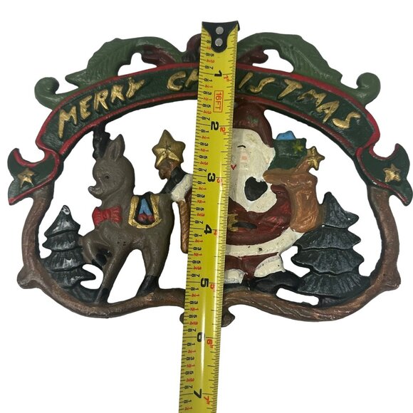 Vintage Cast Iron Christmas Trivets Santa Claus Reindeer Snowman - Picture 7 of 7